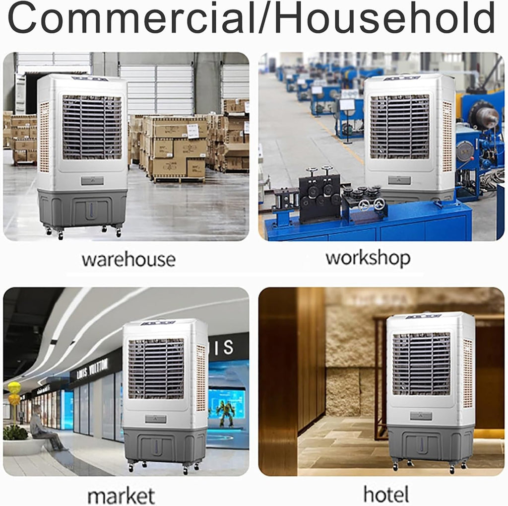 GENERIC Refroidisseur Par évaporation Portable, Ventilateur Oscillant 120°, 3 Vitesses, Grand Réservoir D'eau, Blocs De Glace Inclus Pour La Maison, La Terrasse, Le Garage, Le Refroidissement Extérieur