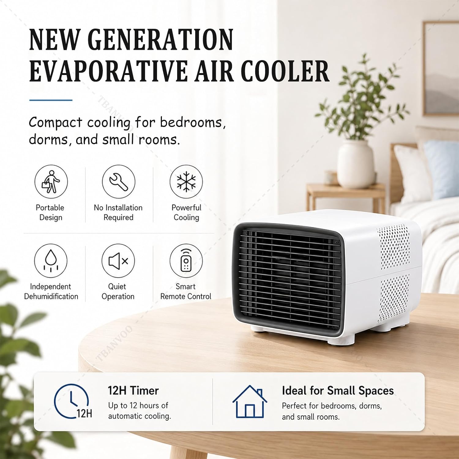  Fournissant Un Refroidissement De 3000BTU, Climatiseur Portable 280W Économie D'Énergie, Déshumidificateur Et Ventilateur, Écran Tactile Sans Fil, Silencieux, Pour Caravane, Tente Et Cuisine