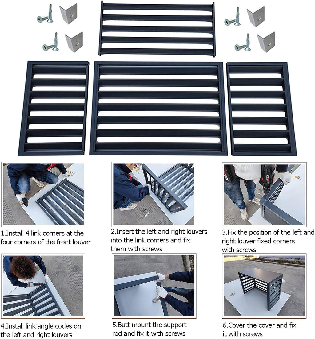 GENERIC Housse Pour Climatiseur Extérieur – Support De Plante En Aluminium Et Pour Unités De Climatisation Et Pompes à Chaleur – Boîtier Autoportant Pour Poubelle Ou Protection AC
