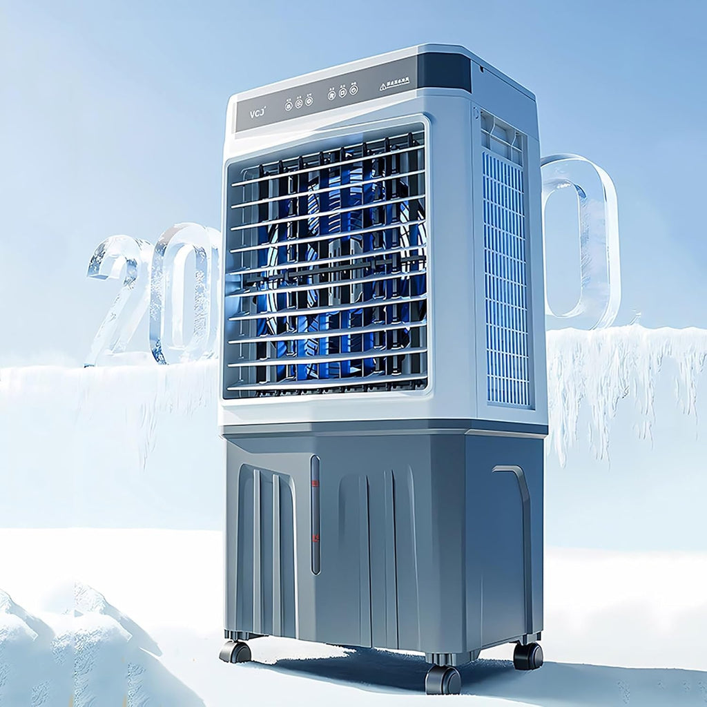  Refroidisseur D'air Par évaporation Commercial, Climatiseur à 3 Vitesses, Grand Réservoir D'eau, Oscillation à 120°, Molette De Défilement, Ventilateur De Climatisation Industriel