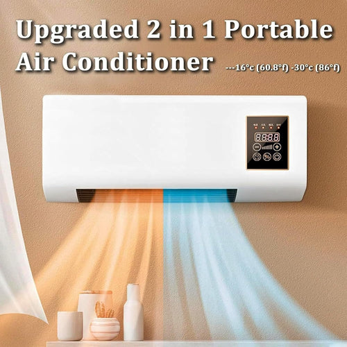  Air Conditioner Mur 2-en-1 Frais/Chaud, Silencieux Avec Télécommande, Compact Et Léger, Idéal Pour Le Bureau, Maison, Chambre à Coucher