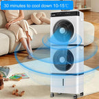  Refroidisseur D'air Par évaporation, Réservoir De 14 L, 3 Vitesses, Oscillation Automatique, Minuterie 12 H, Télécommande, Rafraîchisseur D'air Portable Pour La Maison