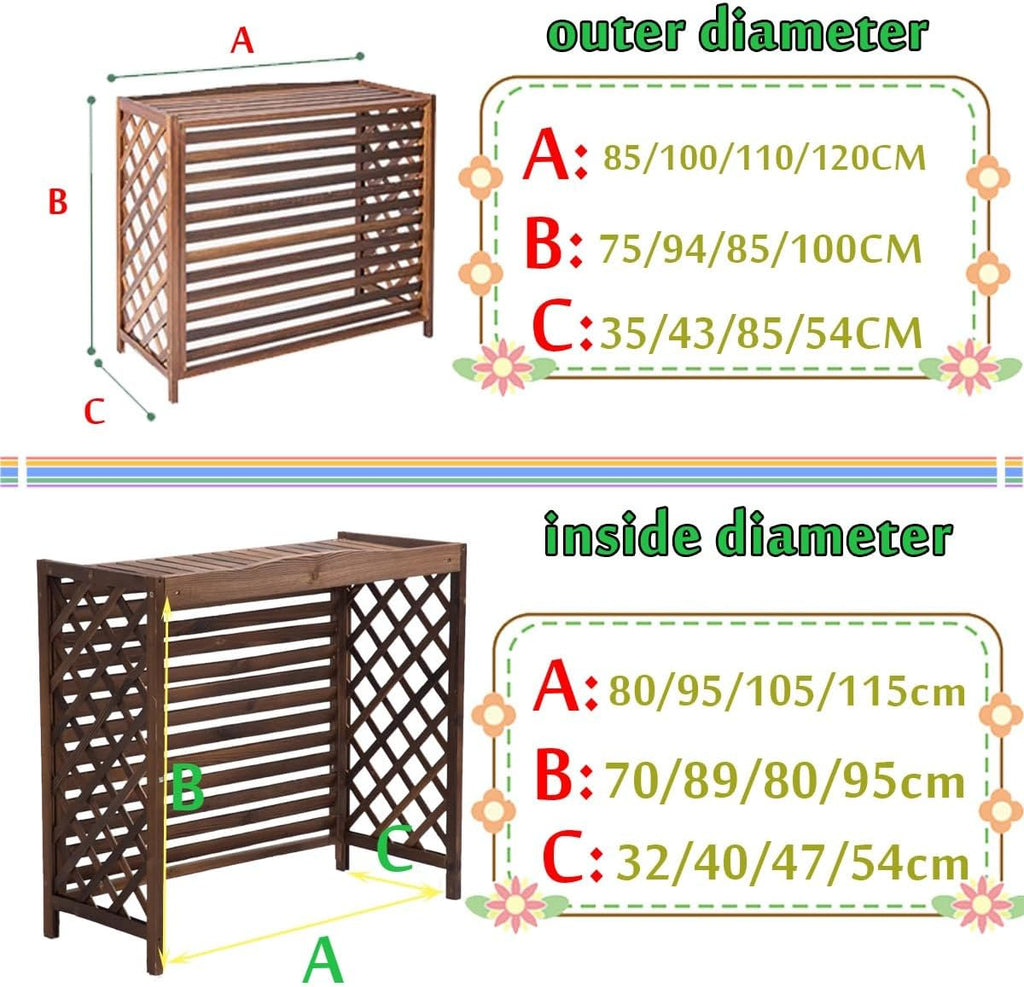 GENERIC Housse De Protection Pour Climatiseur D'extérieur – Bois Massif Robuste Anti-corrosion Design élégant Pour Cacher Les Unités De Climatisation Et Le Stockage Des Plantes – Protection Résistante Aux