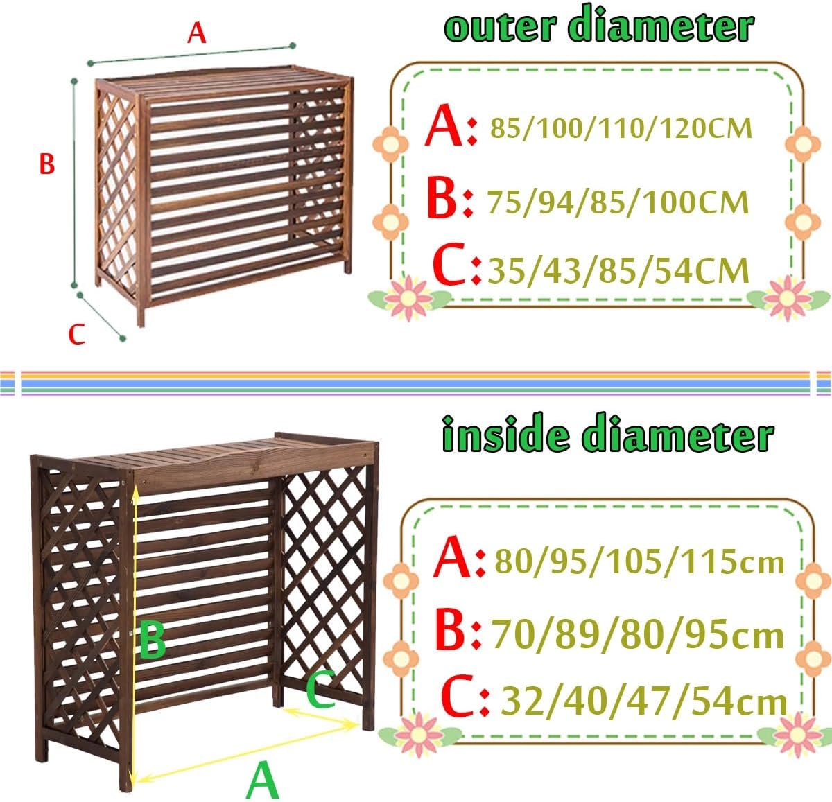  Housse De Climatiseur D'extérieur En Bois Massif Anti-corrosion élégante Pour Unités De Climatisation, Parfaite Pour Le Rangement Et La Protection Des Plantes