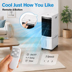  Refroidisseur D'air Par évaporation, Ventilateur De Refroidissement Avec Réservoir D'eau Amovible De 12 L Et Minuterie De 7,5 H, Unité De Climatisation Avec Télécommande Adaptée Au Salon, Au Garage,