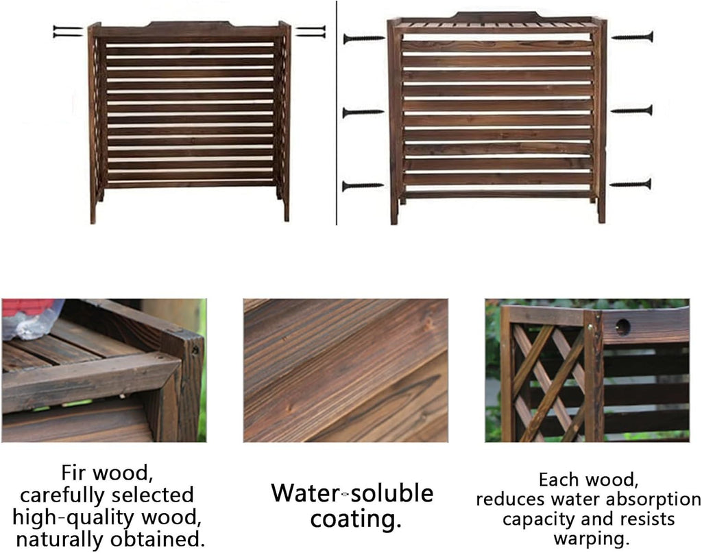  Housses De Protection En Bois Rustique Pour Climatiseur, écran De Clôture Pour Climatiseur Extérieur, Housse De Protection Pour Climatiseur Extérieur, Pour Cacher Les Poubelles