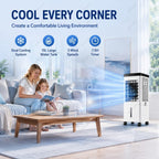  Climatiseur Portable 15L Avec Ventilateur Et Rafraîchisseur D'air Par évaporation, Grand Réservoir D'eau, 3 Vitesses Et Roulettes Universelles Pour Chambre, Salon Et Bureau RemoteControl