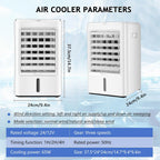  Climatiseur Mobile, 4l Climatiseur Portable Silencieux Refroidisseur D'air Ventilateur Avec Télécommande, 3 Vitesses & 3 Modes, Minuterie De 1H/2H/4H, Idéal Pour Maison/Bureau,12V