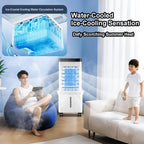  Refroidisseur D'air Par évaporation Avec Grand Réservoir De 15 L, Oscillation à 80 °, Minuterie 24 Heures, Télécommande, Débit D'air élevé, Faible Bruit, Fonction Brume Et Humidificateur