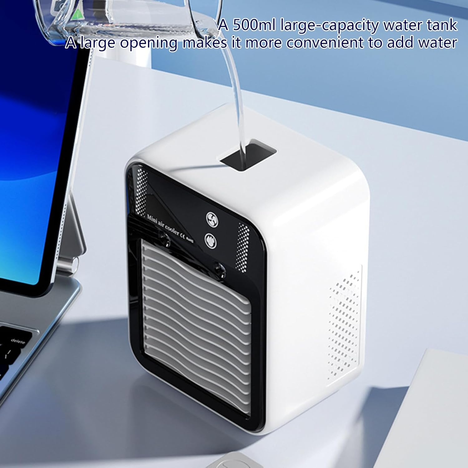  Climatiseur Portable, Ventilateur Sans Pale, Refroidisseur D'air Personnel Avec 3 Vitesses, Refroidisseur Par évaporation 3 En 1, Ventilateur De Glace, Ventilateur Humidificateur Avec Fonction