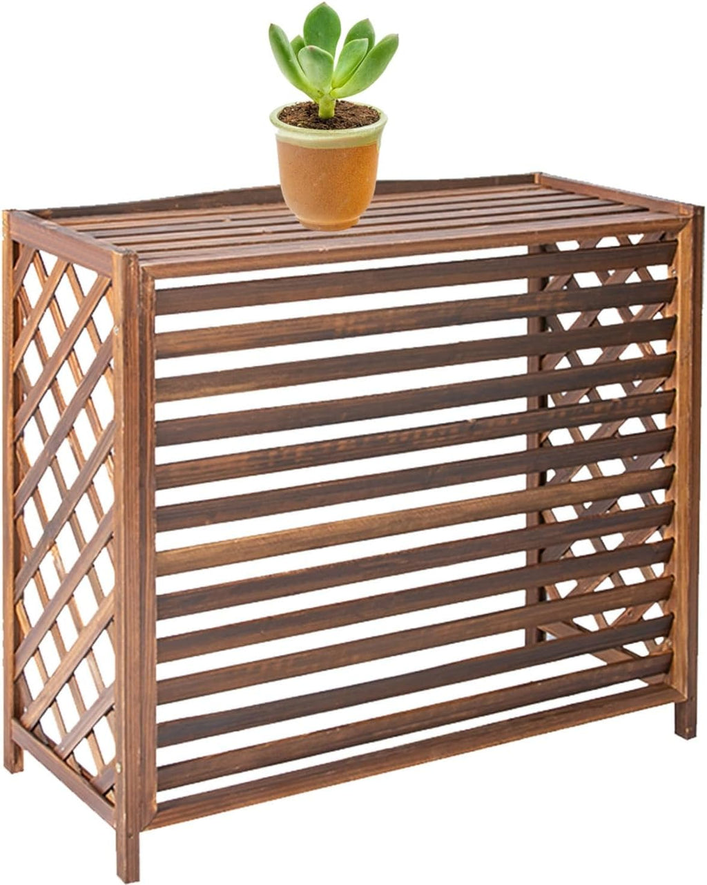 GENERIC Housse Pour Climatiseur Extérieur – Bois Massif Anti-corrosion Design élégant Pour Cacher L'unité De Climatisation Et Stocker Les Plantes – Protection Pour Unités Extérieures
