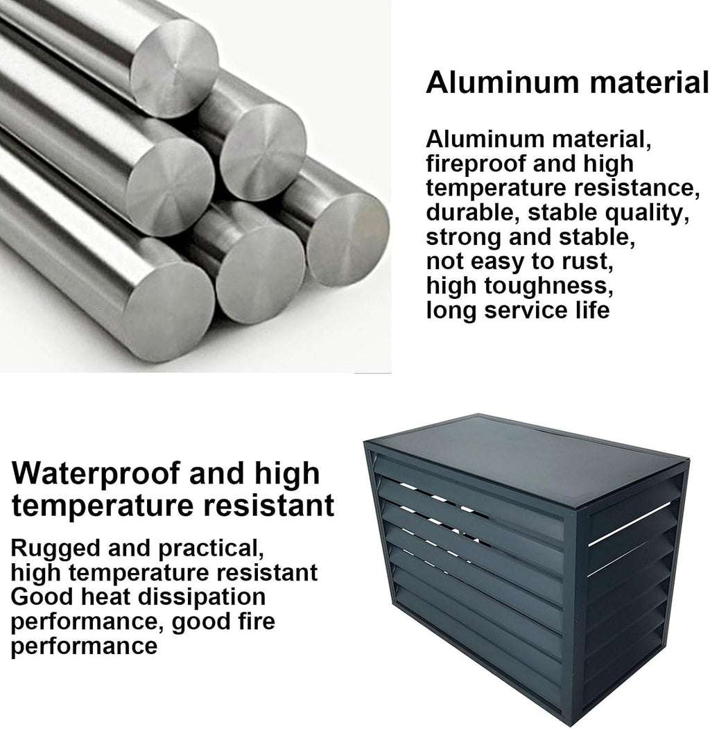  Housse De Protection Pour Climatiseur D'extérieur – Protection En Aluminium Pour Pompe à Chaleur Résistante Aux Intempéries Et Design élégant, Matériau Extérieur Compatible Avec La Plupart Des Unités