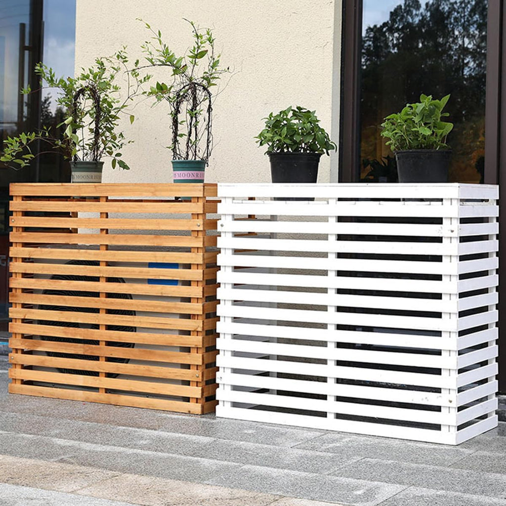 GENERIC Housse De Climatiseur D'extérieur En Bois Massif – Hotte à Persiennes Pour Climatiseur Résistant Aux Intempéries Et Support De Fleurs Pour Patio, Jardin Et Porche – Design élégant