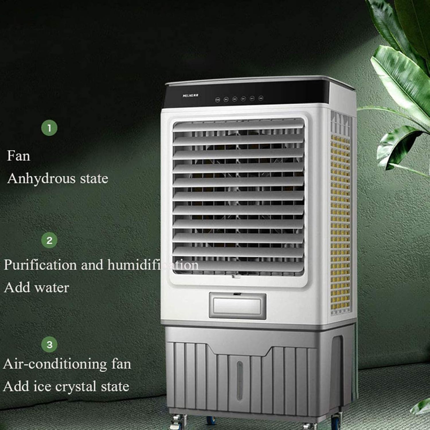  Climatiseur Mobile, Refroidisseur D'air Par évaporation 3 En 1, 3 Vitesses De Vent, Réservoir D'eau De 50 L, Avec 6 Glacières Et Télécommande, Minuterie De 1 à 7 H, Ventilateur Portable