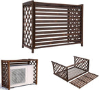  Housse De Climatiseur En Bois Avec Support Décoratif Pour Fleurs – Protection élégante Pour Unité Extérieure Et Grille De Protection Pour Climatiseurs Et Pompes à Chaleur