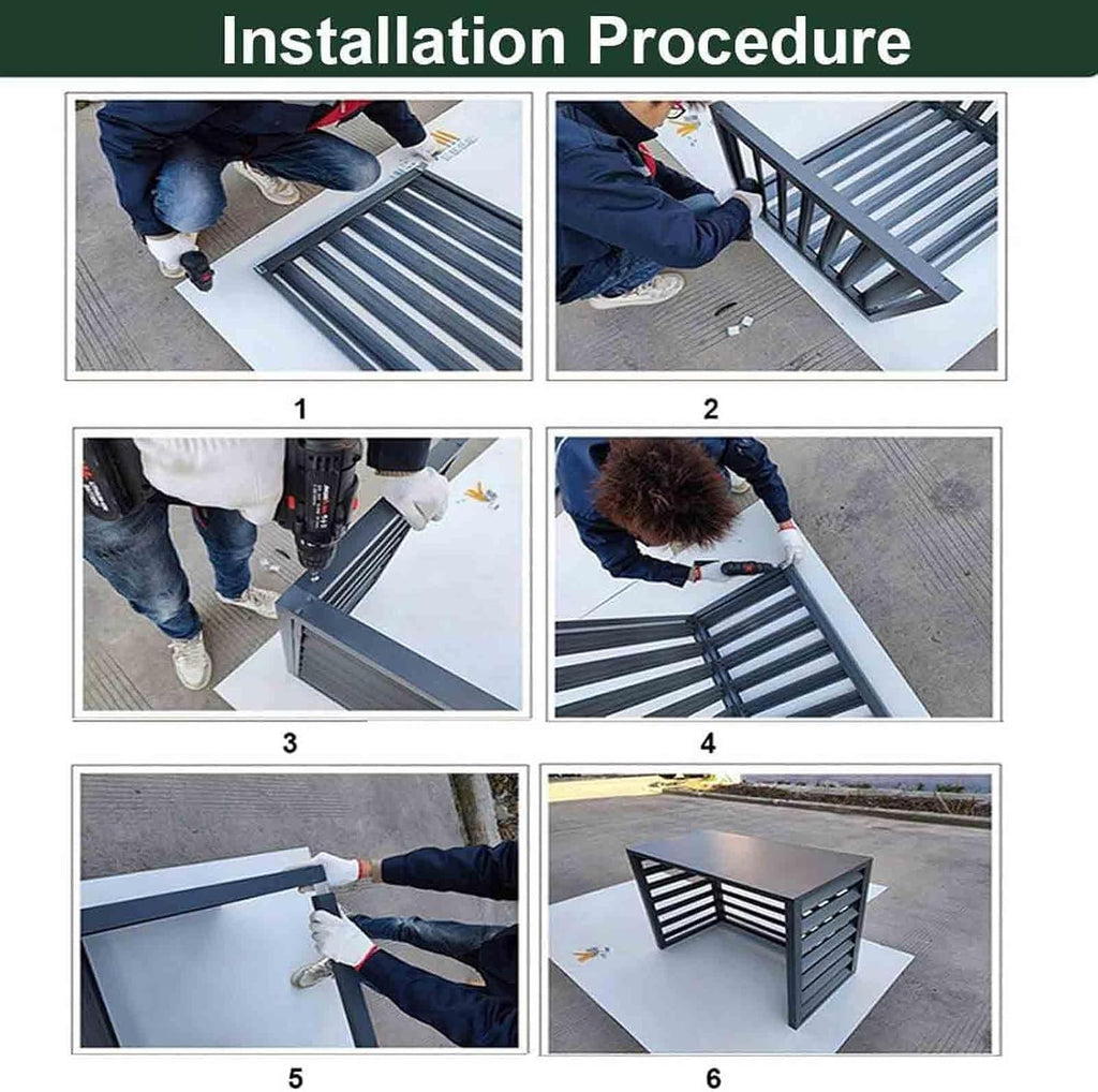  Housse De Climatiseur Extérieur, Abri De Pompe à Chaleur En Aluminium Résistant Aux Intempéries, Décoratif, Housse De Climatisation Réduisant Le Bruit, Protection Extérieure Pour Unités CVC