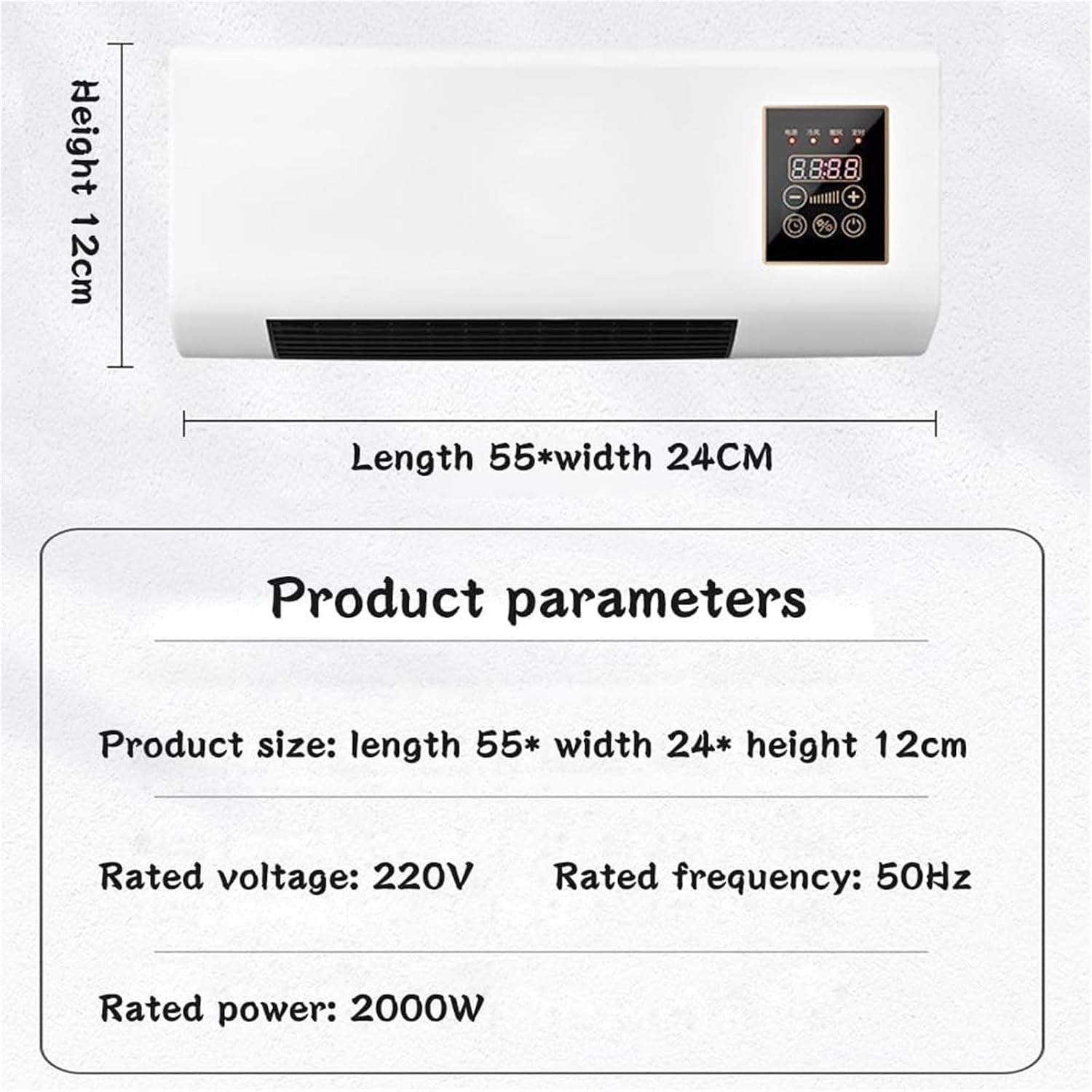  Climatisation Murale Compact Avec Télécommande, Fonctionnement 30dB Silencieux, Chauffage Et Refroidissement, Affichage à écran Tactile, Pour Chambre Et Bureau, Installation Facile, Haute Efficacité,