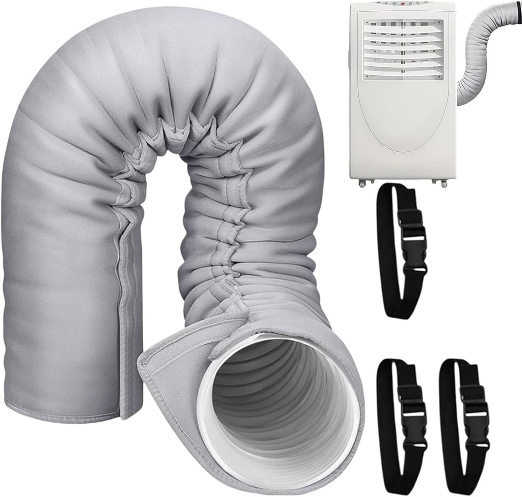  Portable AC Hose Insulation Sleeve, Insulated Cover With Adjustable Straps | AC Pipe Insulation For Winter Outdoor Indoor Casement Garage RV Room Wall Window House Apartment Energy Saving Cooling