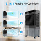 GENERIC Refroidisseur D'air évaporatif Portable Avec Télécommande, 3 Vitesses Et Modes, 12H Minuterie, 4 Packs De Glace, Oscillation à 120 °, Ventilateur De Refroidissement Silencieux Pour Le Garage De Maison