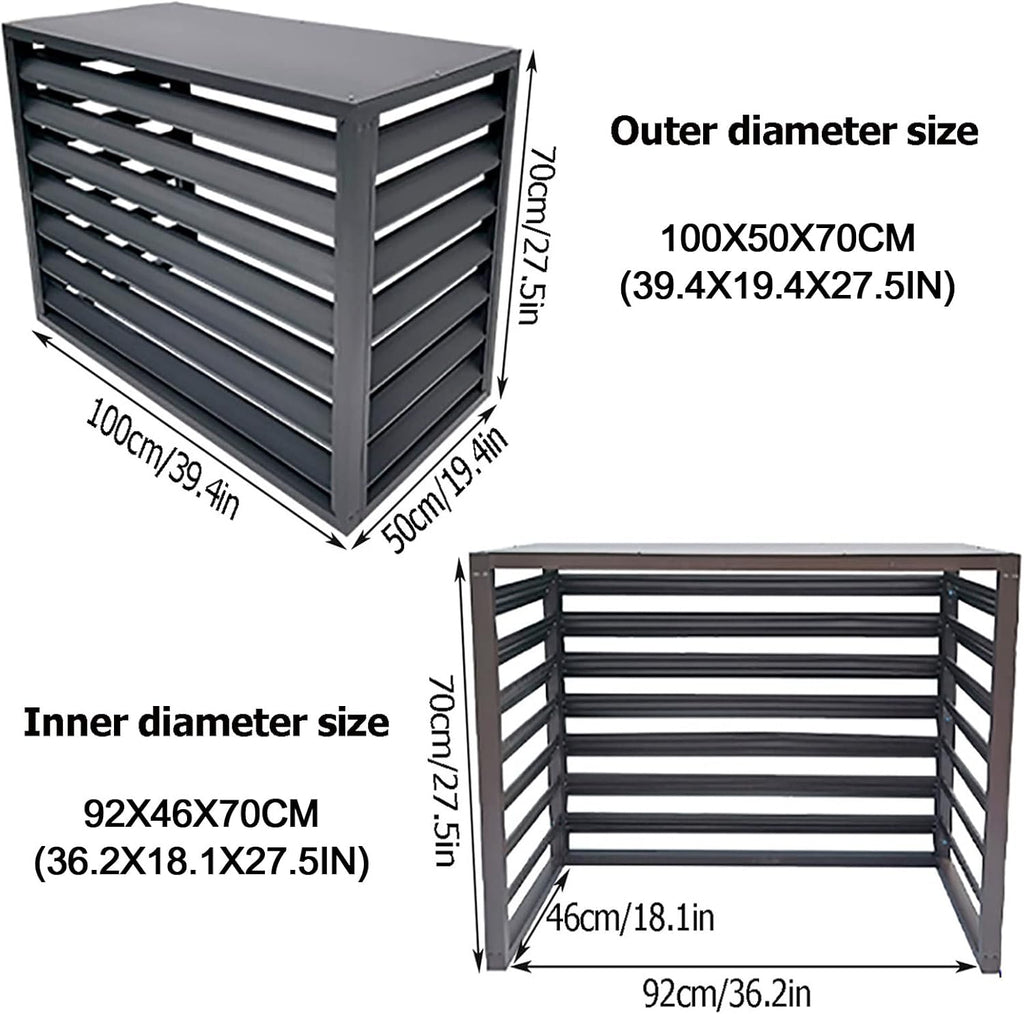  Housse De Climatisation Extérieure Résistante Aux Intempéries Avec Grilles En Aluminium – Élégante Housse De Protection Pour Climatiseur, Clôture D'intimité, Boîtier De Poubelle, Accessoires