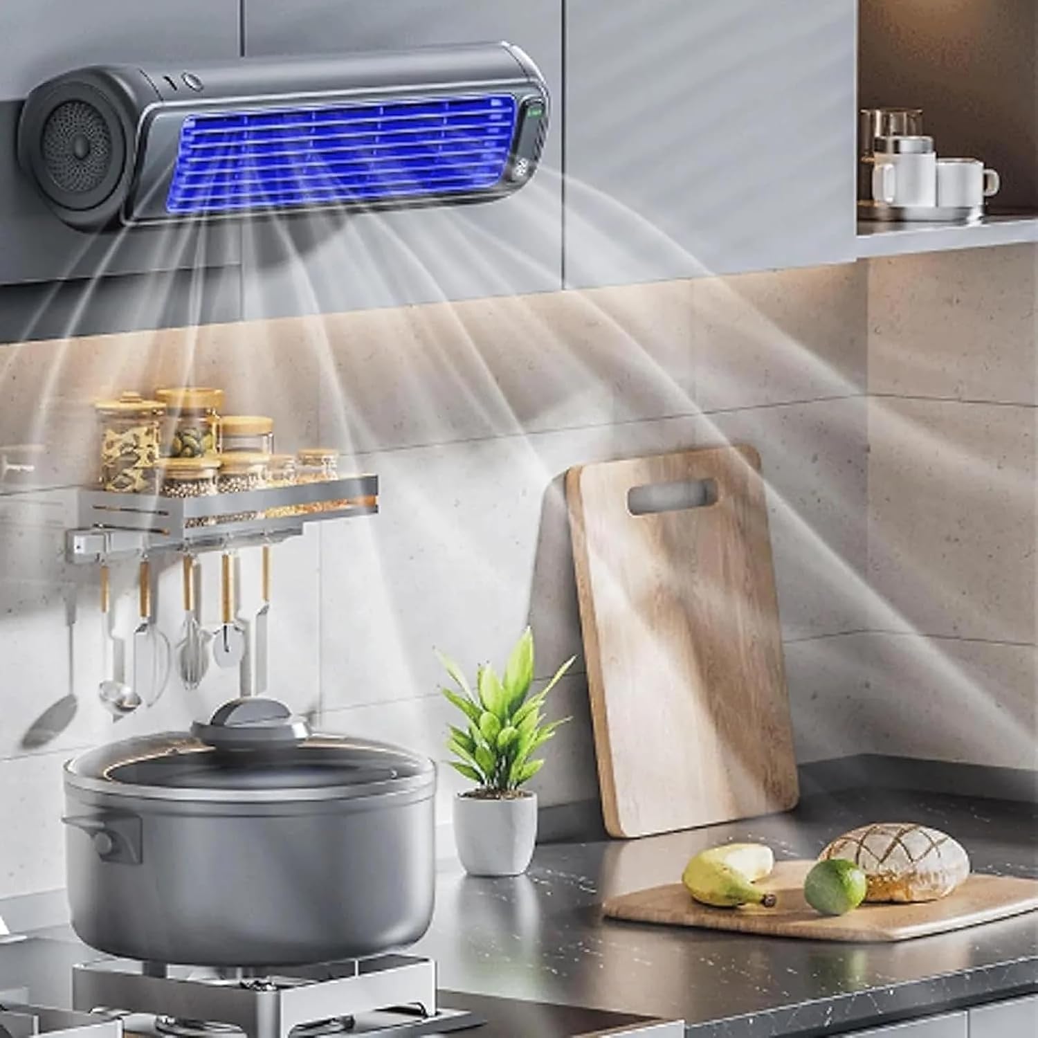  Climatiseur Portable Rechargeable USB, Ventilateur De Bureau à 3 Vitesses Avec Fonctionnement Silencieux, Unité De Refroidissement Murale Pour La Chambre à Coucher, Bureau Et Usage Domestique, Gris De