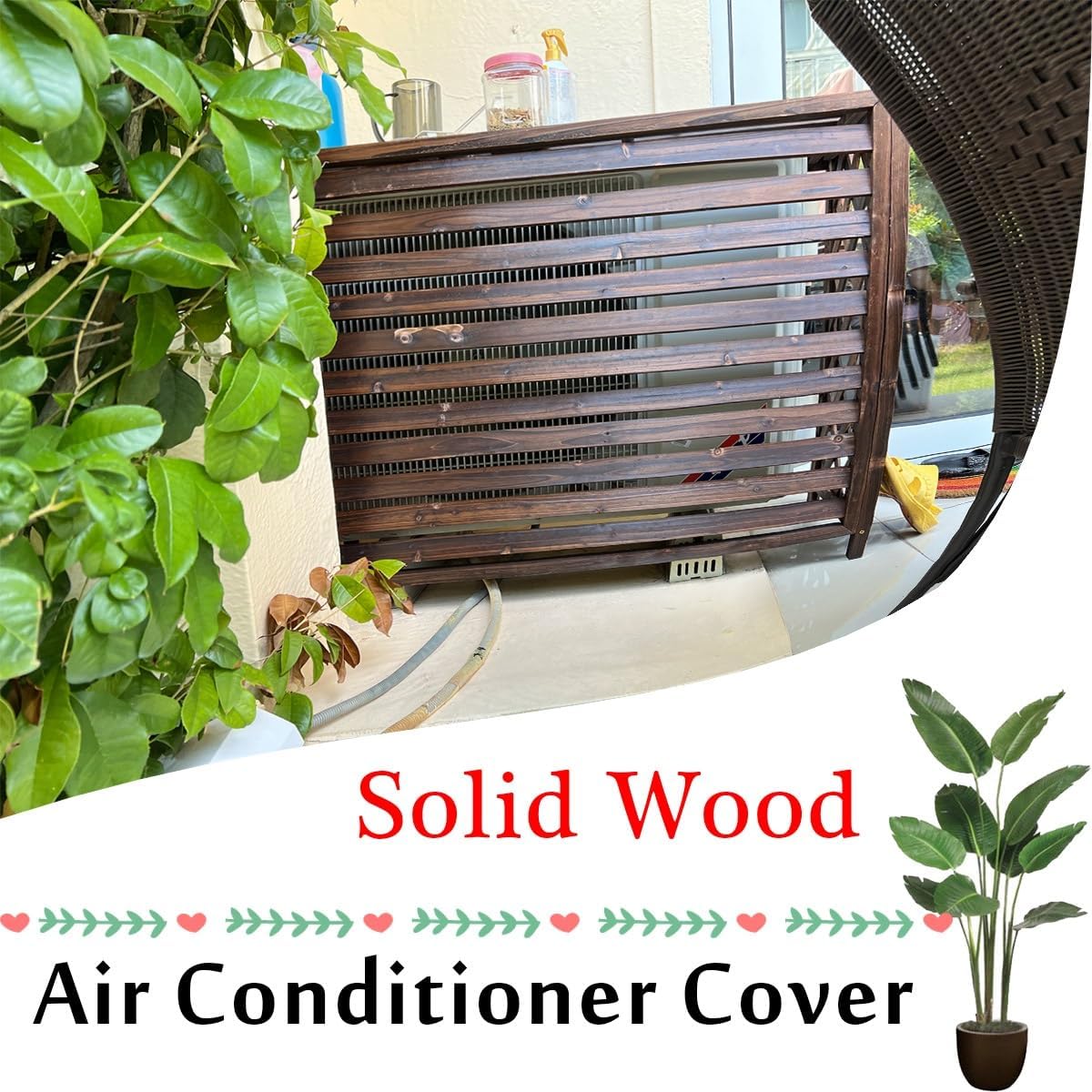  Housse De Climatiseur D'extérieur En Bois Massif Anti-corrosion élégante Pour Unités De Climatisation, Parfaite Pour Le Rangement Et La Protection Des Plantes