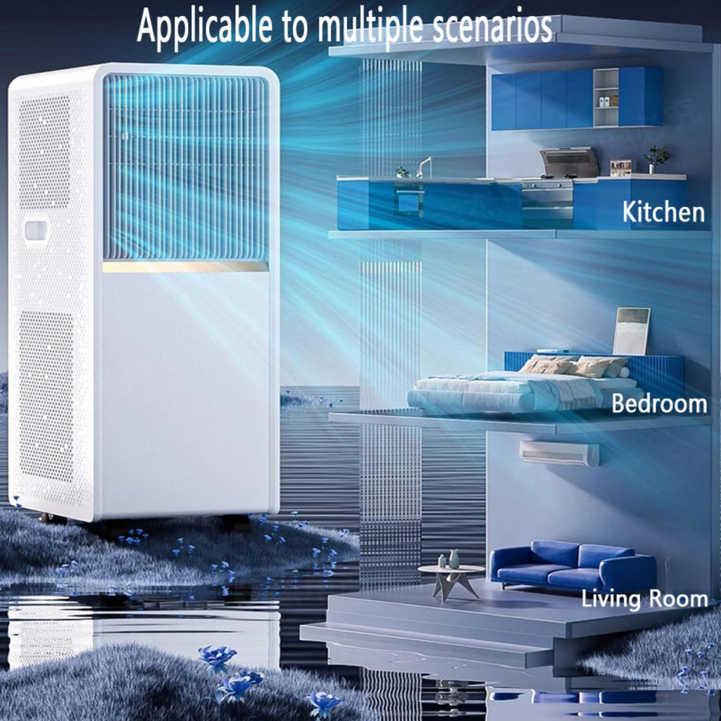  Climatiseur Portable Smart AC Unit Avec Télécommande, Minuterie 24H, Mode Veille, Kit De Fenêtre, Ventilateur De Refroidissement D'oscillation De 120 ° Pour Le Bureau De La Chambre