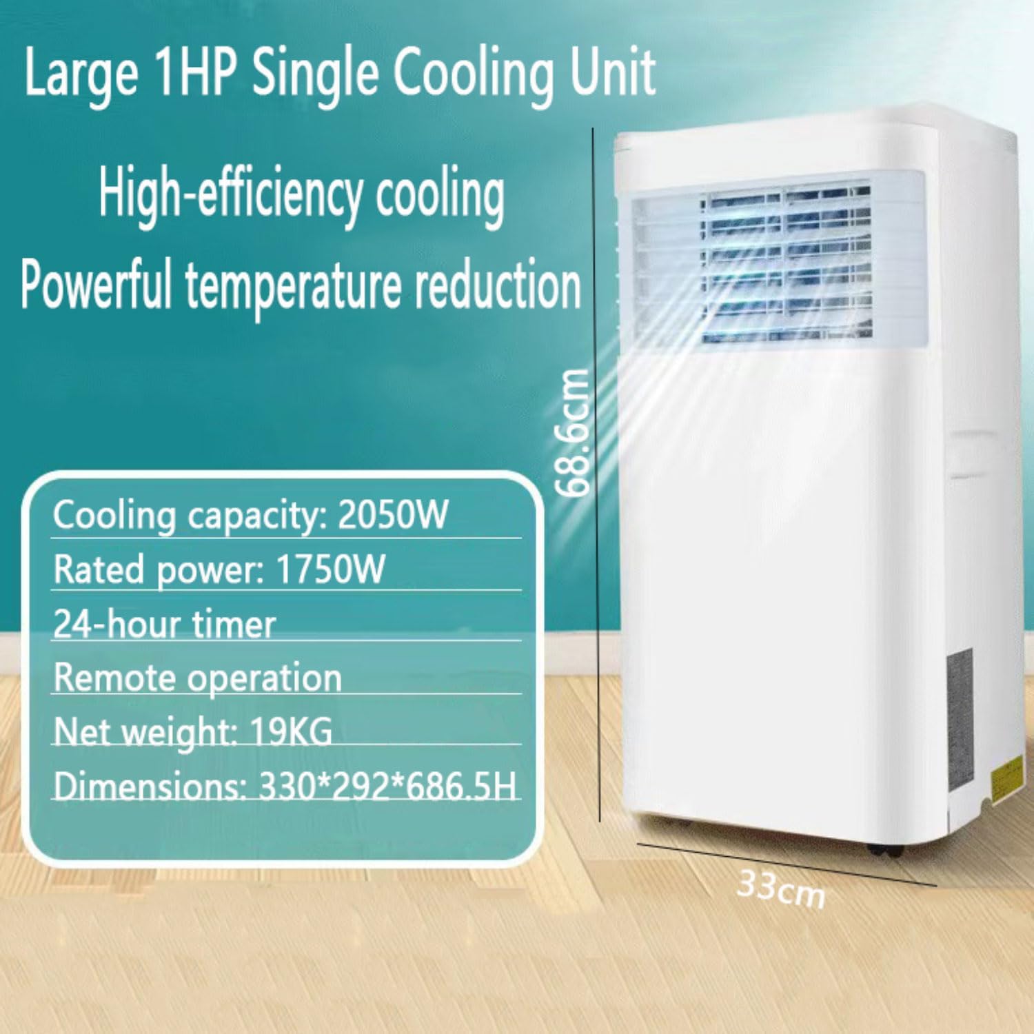 GENERIC Climatiseur Portable Pour Pièces Jusqu'à 30 M², Unité AC Silencieuse Avec Télécommande, écran LED, Minuterie 24 Heures, Mode Veille, Kit De Fenêtre Pour Chambre à Coucher Ou Bureau