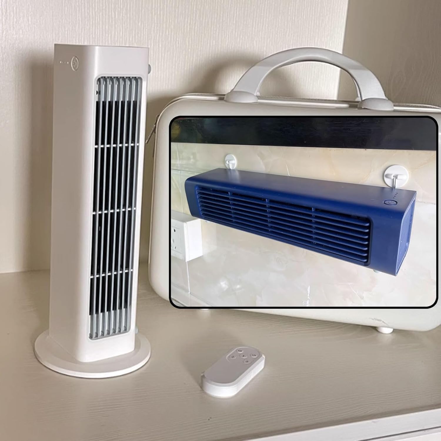 Climatiseur Portable, Conception Sans Lame, Télécommande Sans Fil, 3 Vitesses, Fonctionnement Silencieux, Support Mural, Sortie D'air Long, Chambres à Coucher Cool, Bureaux, Pas De Fenêtre Nécessaire
