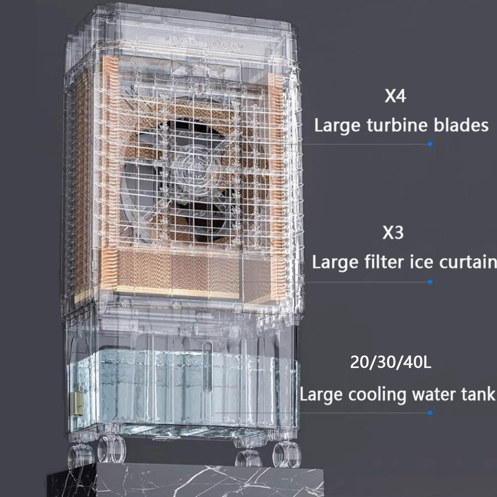 GENERIC Ventilateur De Refroidissement Portable Avec Blocs De Glace, 3 En 1 AC Par évaporation, 36 DB Silencieux, Oscillation à 120°, Mobile Pour Chambre à Coucher, Bureau