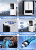 GENERIC Refroidisseur D'air évaporatif Portable Avec Réservoir D'eau 12L Et 2 Packs De Glace 60W Efficace énergétique 3 Vitesses 90° Oscillation 35dB Unité De Refroidissement De Ventilateur D'économie D'espac