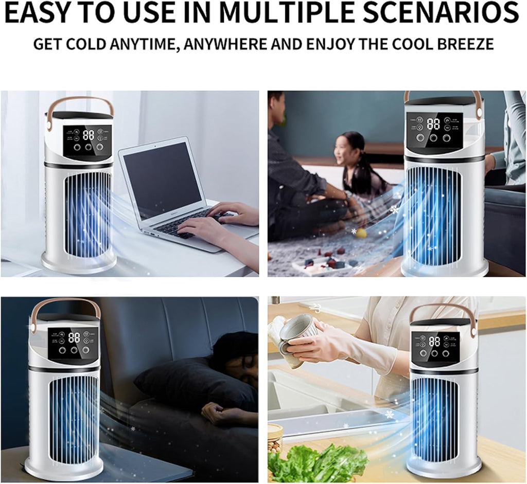  Ventilateur D'unité AC Portable – Souffleur D'air Personnel Par évaporation De 25 Cm, Unité De Bureau De Refroidissement Silencieuse | Ventilateur Compact Pour Chambre à Coucher, Voiture, Tente De Cam