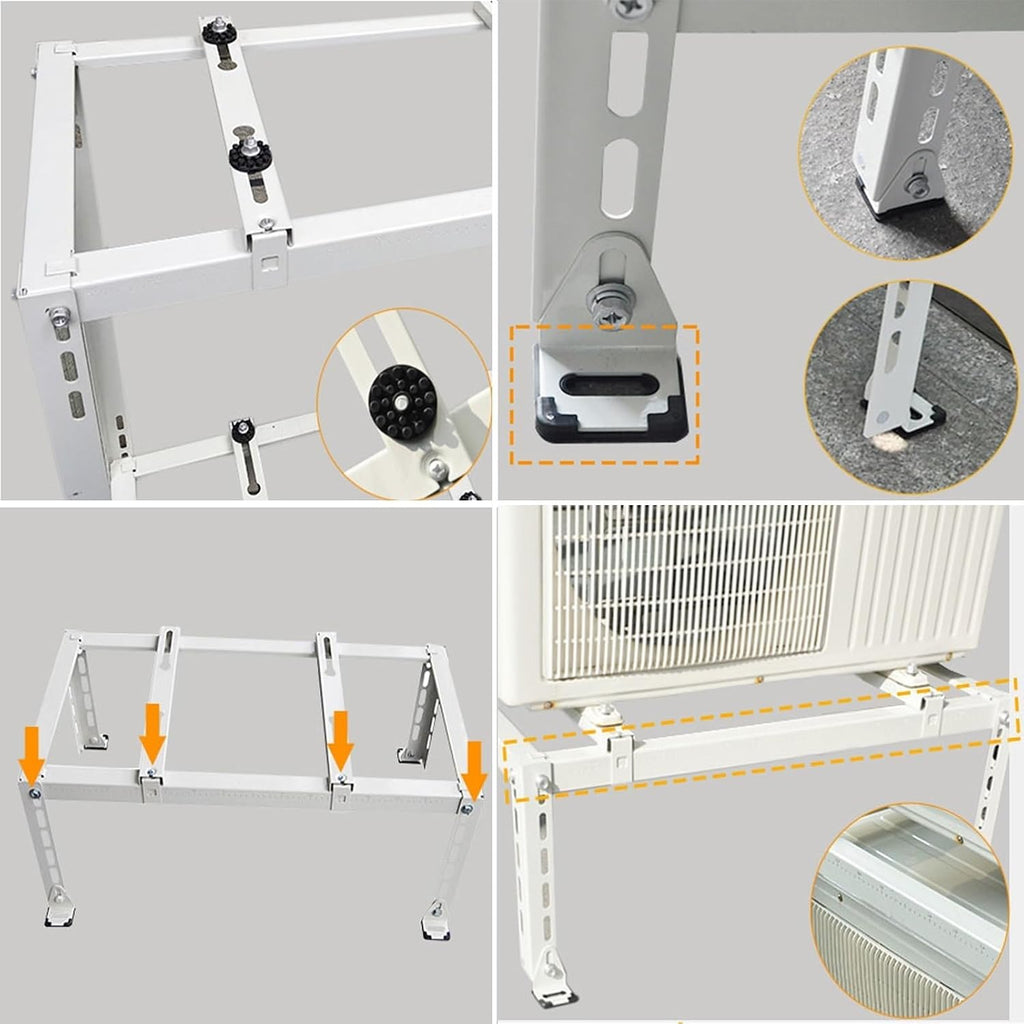 GENERIC Support De Climatiseur Sans Perçage Pouvant Supporter Jusqu'à 217,7 Kg - Support Au Sol Robuste Pour Mini Pompe à Chaleur - Coussinets D'amortissement Des Vibrations Inclus
