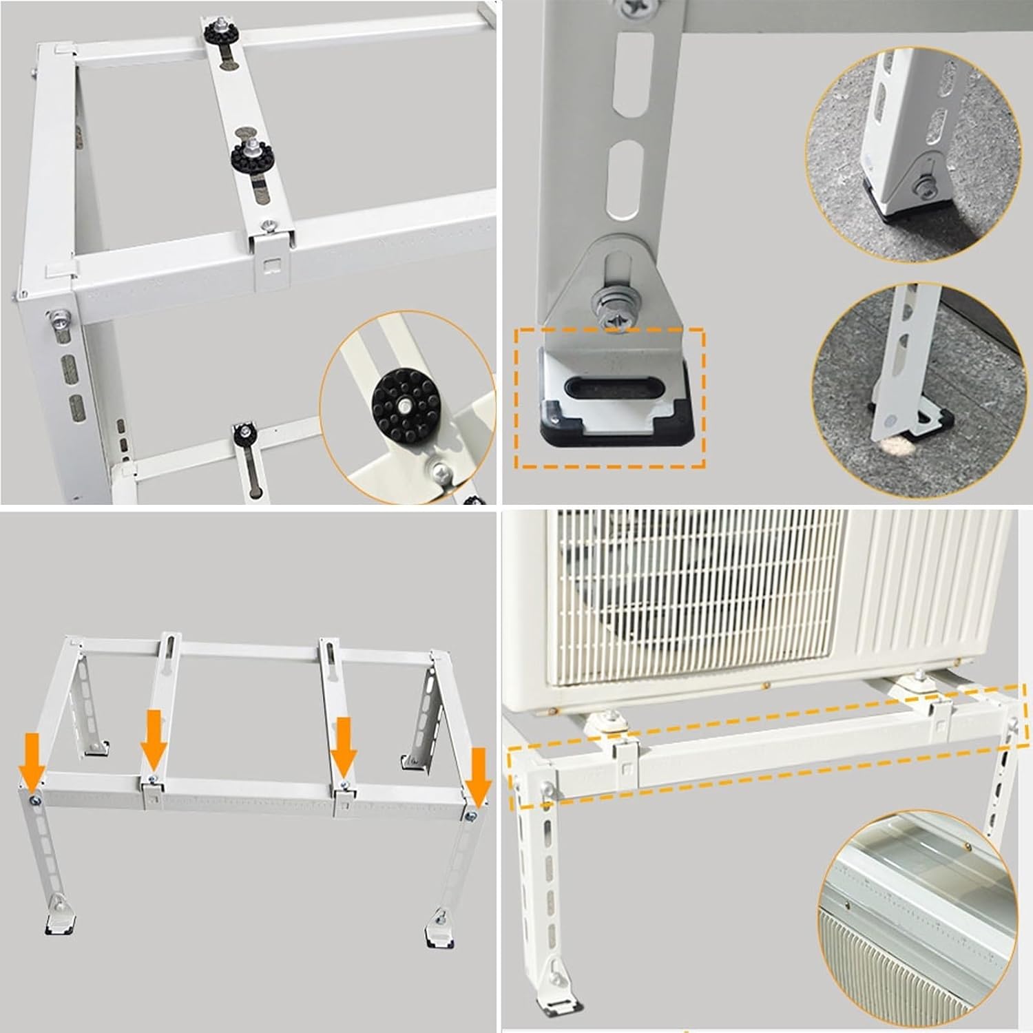 GENERIC Support De Climatiseur Sans Perçage Pouvant Supporter Jusqu'à 217,7 Kg - Support Au Sol Robuste Pour Mini Pompe à Chaleur - Coussinets D'amortissement Des Vibrations Inclus