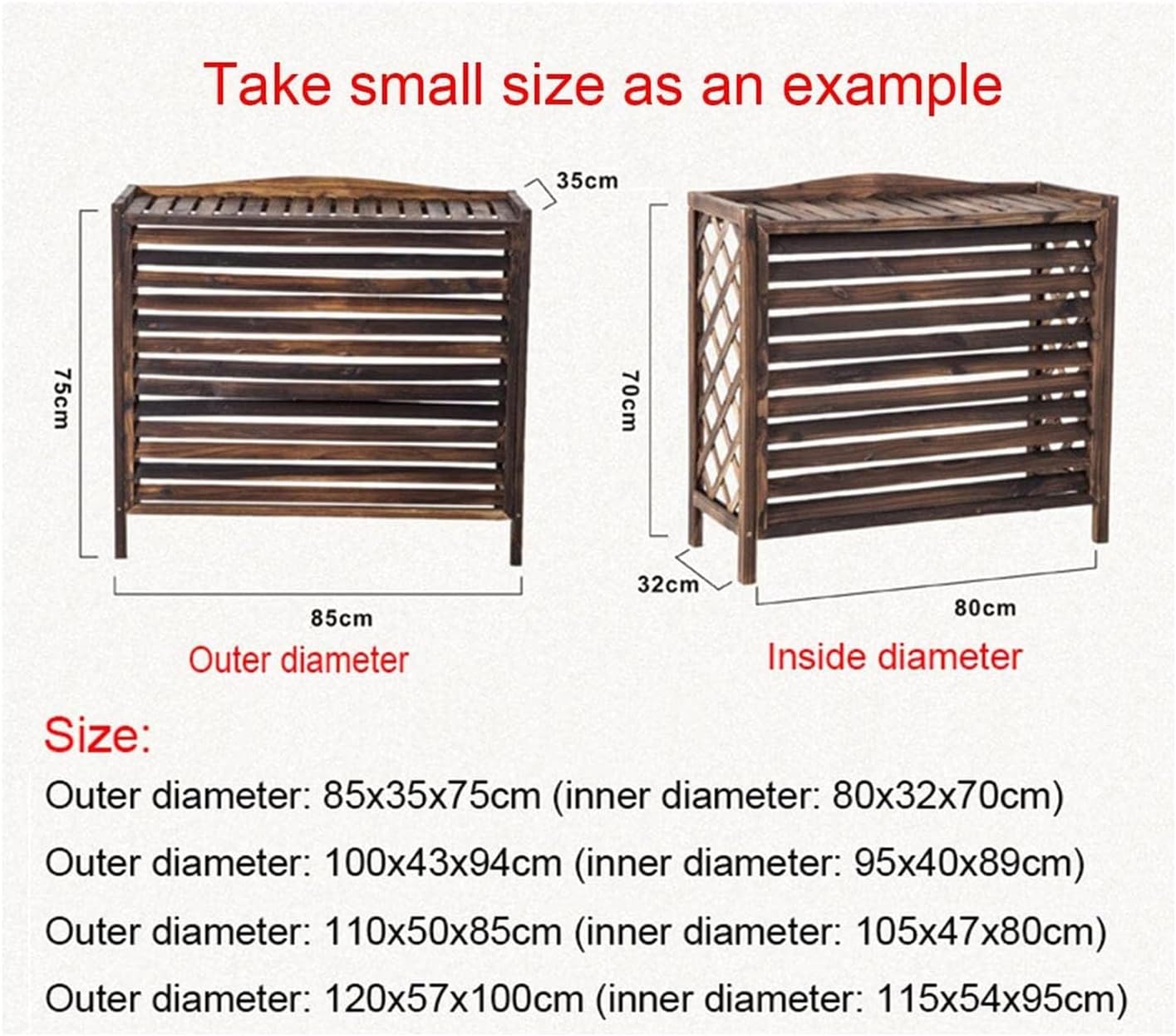 GENERIC Support De Fleurs De Balcon - Grille De Protection En Bois Pour Climatiseurs - Pompe à Chaleur - Clôture D'intimité Pour Climatiseurs