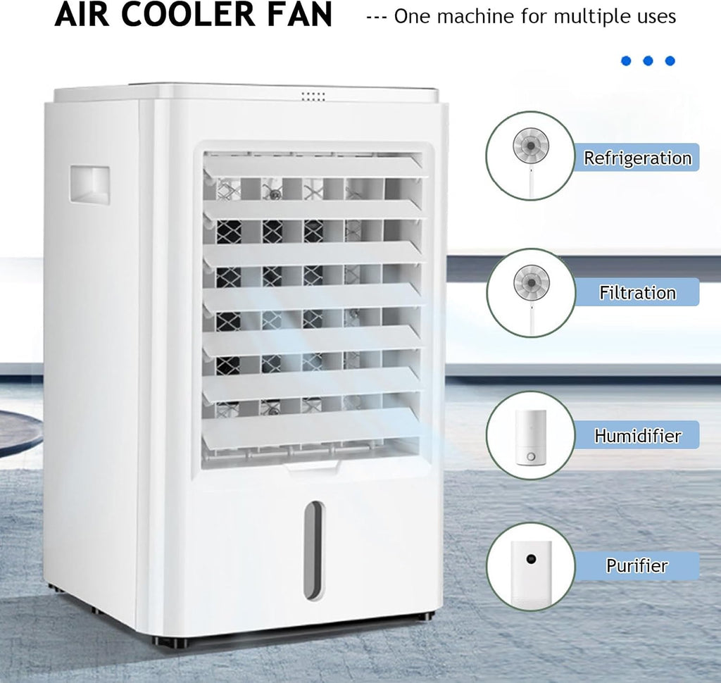  Climatiseur Mobile, 4l Climatiseur Portable Silencieux Refroidisseur D'air Ventilateur Avec Télécommande, 3 Vitesses & 3 Modes, Minuterie De 1H/2H/4H, Idéal Pour Maison/Bureau,12V