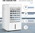  Climatiseur Mobile, 4l Climatiseur Portable Silencieux Refroidisseur D'air Ventilateur Avec Télécommande, 3 Vitesses & 3 Modes, Minuterie De 1H/2H/4H, Idéal Pour Maison/Bureau,12V