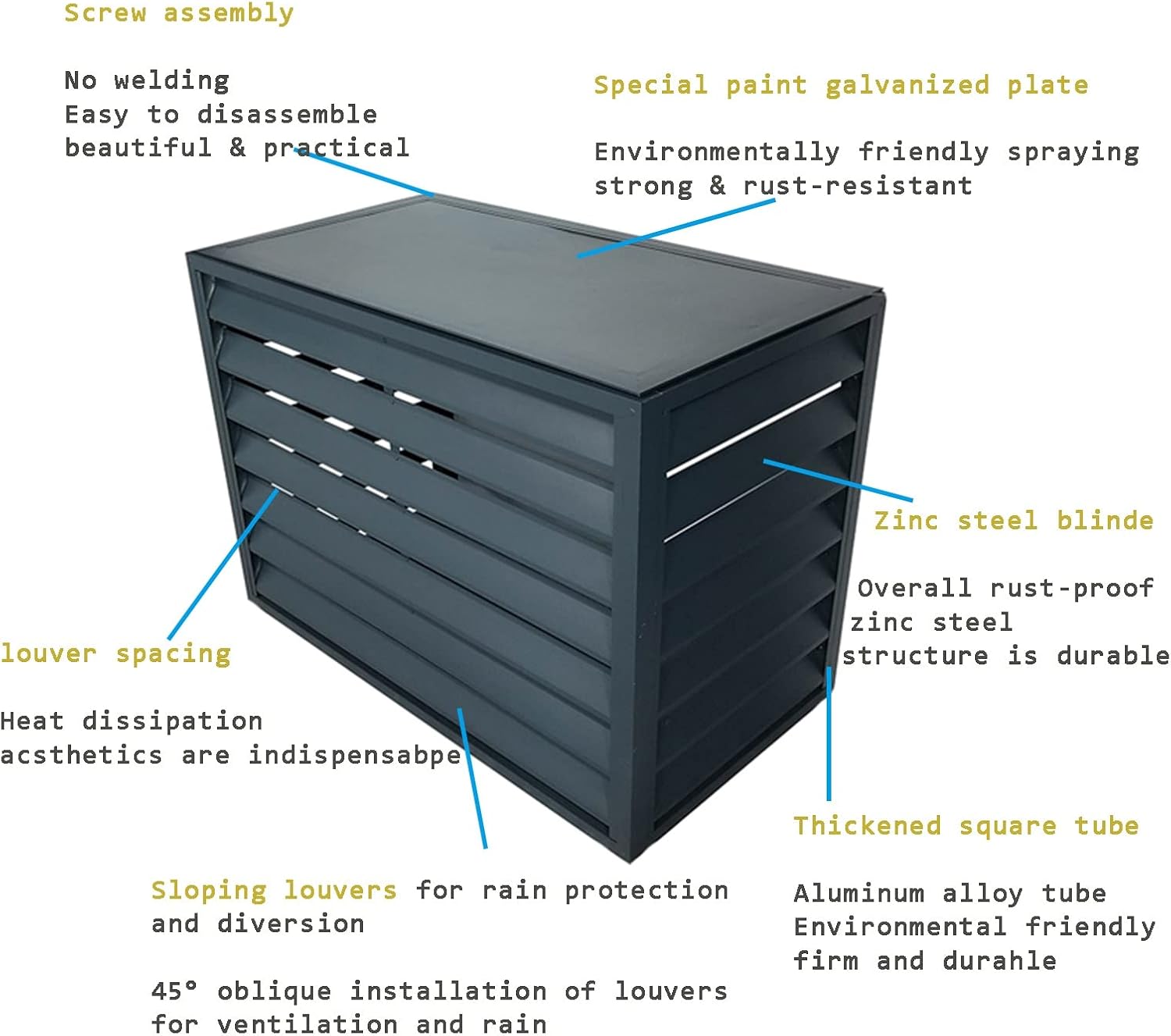 GENERIC Écran De Clôture Pour Climatiseur Extérieur - Volets En Alliage D'aluminium Et Support De Fleurs - Couvercle En Métal Anti-corrosion Pour Unité Extérieure - Support élégant Pour Plantes - Marron A