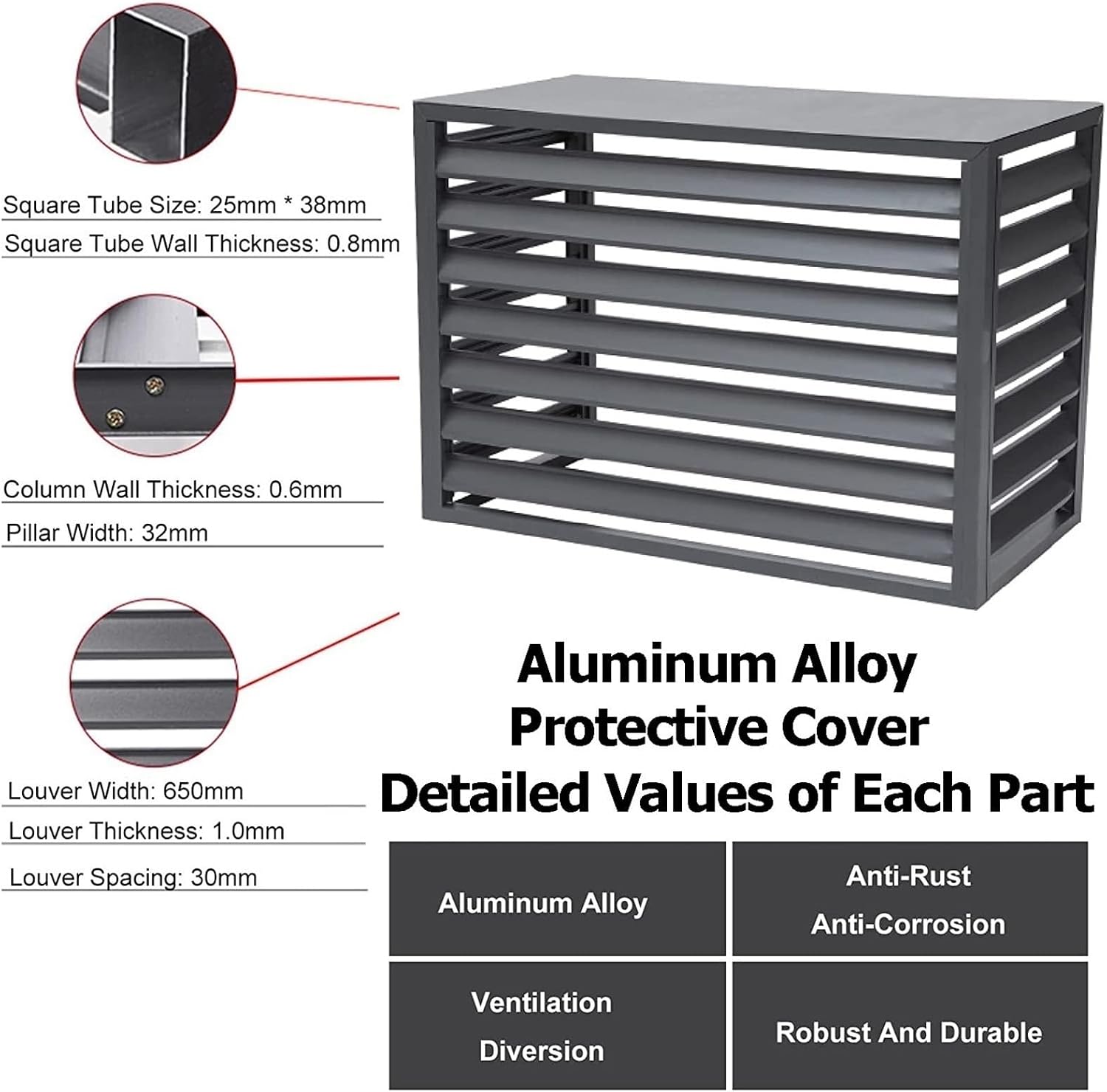  Couvercle De Climatiseur Extérieur En Aluminium Et Boîtier De Pompe à Chaleur, écran De Clôture De Protection Pour Unités De Climatisation, Bouclier De Condensateur Autonome Pour Ordures Ou CVC