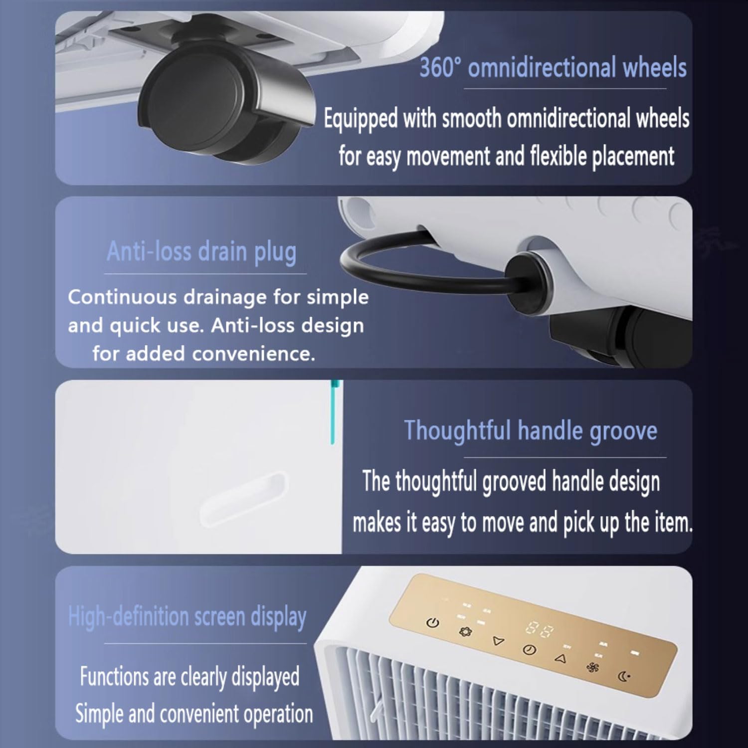  Climatiseur Portable Pour Grande Pièce, Unité Intelligente Avec Kit De Télécommande Et De Fenêtre, Refroidissement Rapide Et Déshumidificateur, Mode De Sommeil Silencieux, Oscillation 120 °