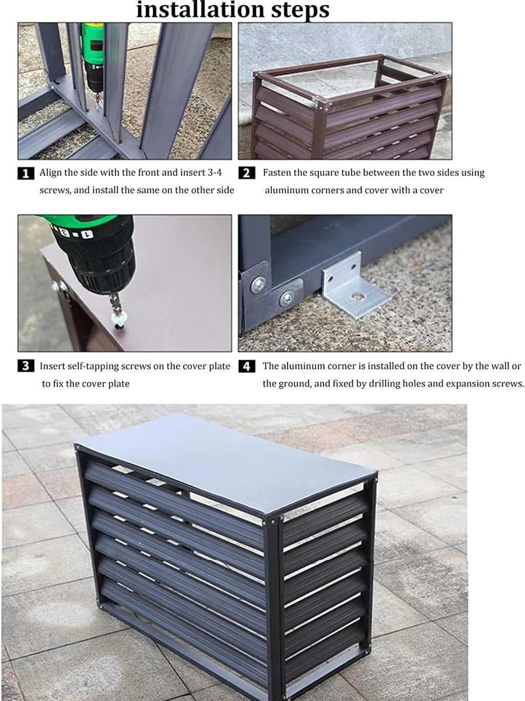  Couverture De Climatiseur De Fenêtre Extérieure, Couverture De Protection Résistante Aux Intempéries En Aluminium For Les Unités Extérieures, Écran De Confidentialité For Stores De Jardin (Color : Br
