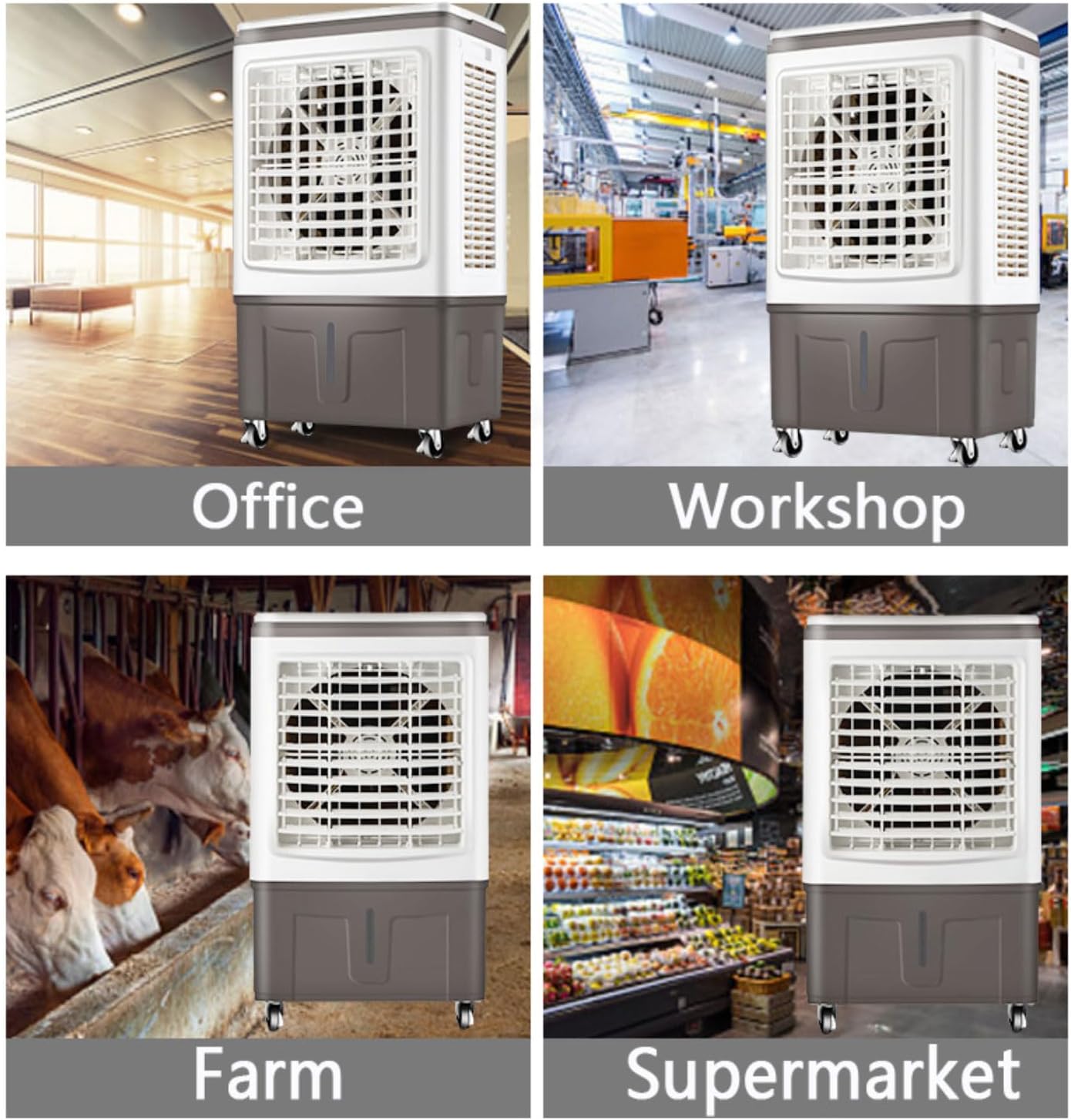 GENERIC Refroidisseur D'air Par évaporation Avec Ventilateur, Réservoir D'eau De 30 L, 3 Vitesses, Oscillation à 120°, 2 Blocs De Glace, Climatiseur Portable Pour Garage, Terrasse, Jardin Ou Usine.