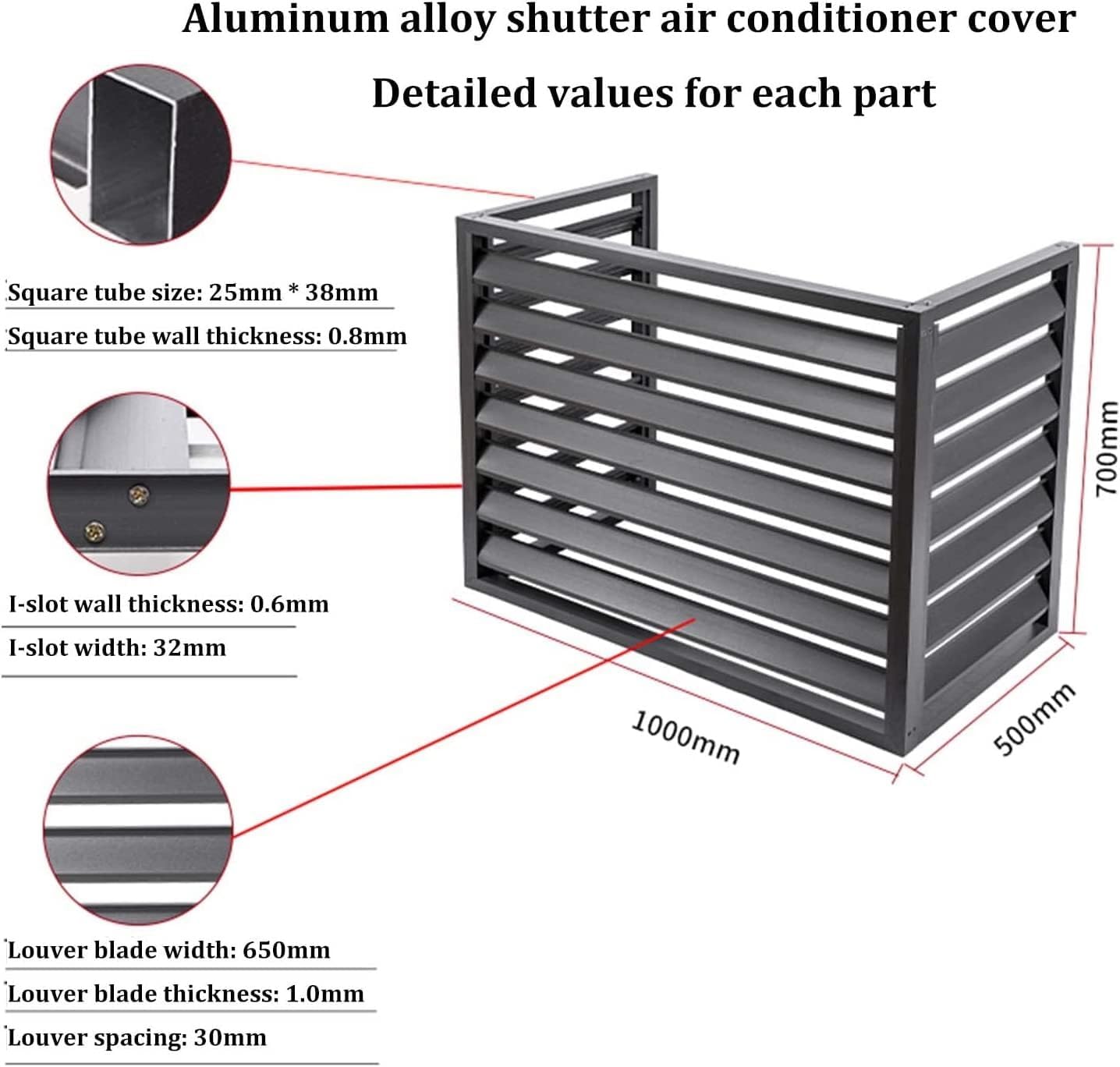  Couverture De Climatiseur De Fenêtre Extérieure, Couverture De Protection Résistante Aux Intempéries En Aluminium For Les Unités Extérieures, Écran De Confidentialité For Stores De Jardin (Color : Br