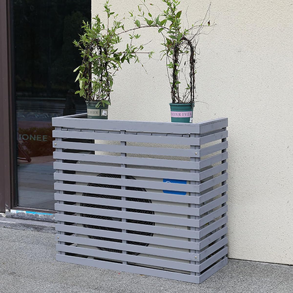 GENERIC Housse De Protection Pour Climatiseur D'extérieur En Bois Massif Avec Persiennes Pour Climatiseurs