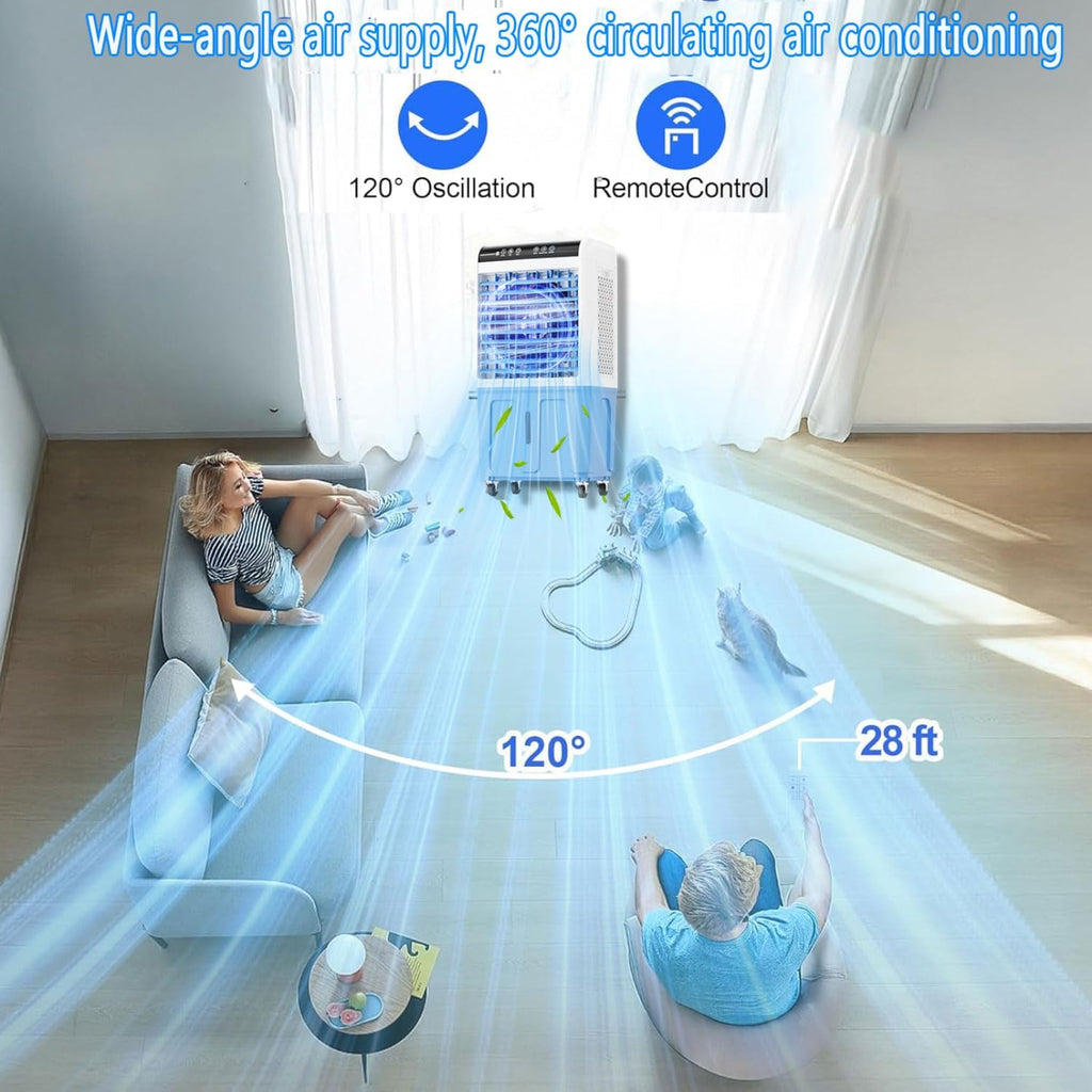 GENERIC Refroidisseur D'air Portable Avec Réservoir De 40L, Ventilateur D'évaporation à 3 Vitesses, Contrôle Tactile LED, Oscillation à 120 °, Fonctionnement Silencieux Pour Le Bureau à Domicile Et Les Grande