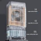  Ventilateur Rafraîchisseur D'air Par évaporation, Portable, à 3 Vitesses Et Avec Compartiment à Glace, Réservoir D'eau De 40/45/50 L, Idéal Pour Les Grandes Pièces Et Une Utilisation En Extérieur.