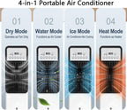 GENERIC Refroidisseur D'air Portable Avec Télécommande, Réservoir 3L Et Packs De Glace, 4 Modes, 3 Vitesses, Oscillation De 120 °, Refroidisseur évaporatif Silencieux Pour Chambre à Coucher, Bureau, Refroidis