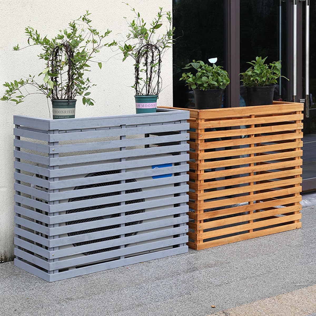 GENERIC Housse De Protection Pour Climatiseur D'extérieur En Bois Massif Avec Persiennes Pour Climatiseurs