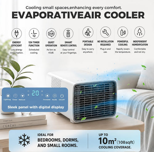  Climatiseur Mobile 2700 BTU, 280 W Basse Consommation | Vrai Compresseur Sans Eau Ni Glace, Refroidissement Rapide, Bruit 45 DB Et Format Compact Pour Dortoir, Bureau Et Caravane