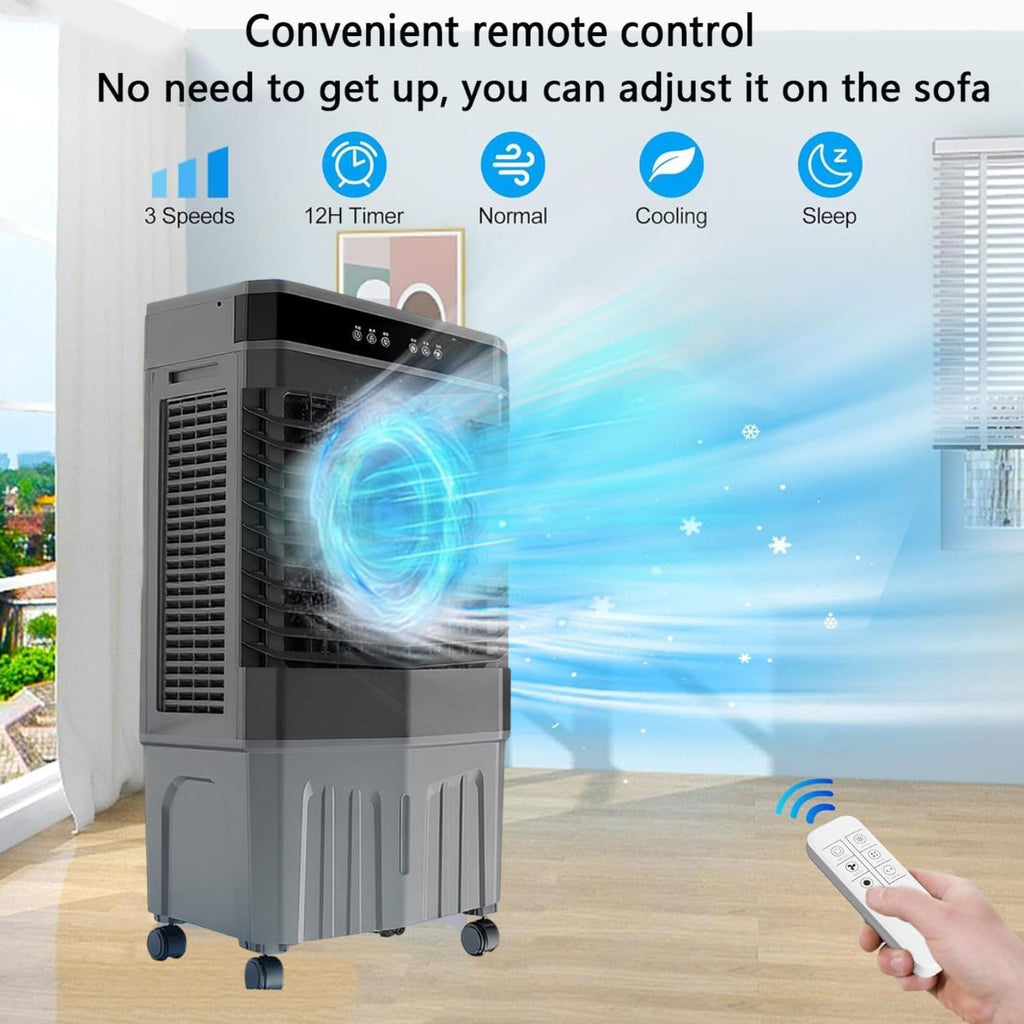 GENERIC Ventilateur De Refroidisseur D'air Portable, 3 Vitesses, 12H Minuterie, Unité De Refroidissement Par évaporation Avec Oscillation, Fonctionnement Silencieux Pour Le Climat Sec Du Bureau à Domicile